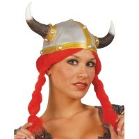 Casco de vikingo con trenzas pelirrojas - 58 cm