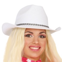 Sombrero blanco de vaquero con ala curva - 57 cm