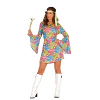 Disfraz de hippie flower power para mujer