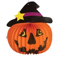 Farol de calabaza con sombrero