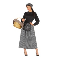 Disfraz de castañera con falda de cuadros para mujer