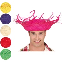 Sombrero de paja para adulto de colores surtidos - 55 cm