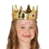 Corona de rey con esmeraldas infantil