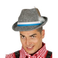 Sombrero gris con pluma blanca - 55 cm