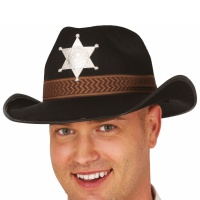 Sombrero negro de Sheriff para adulto - 60 cm