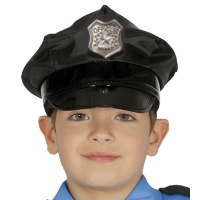 Gorra de policía negra infantil - 54 cm