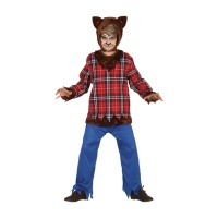 Disfraz de lobo de cuadros con capucha para niño