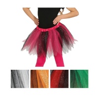 Falda de tutú combinada dos colores infantil con purpurina - 30 cm