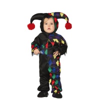 Disfraz de arlequín con rombos de colores para bebé