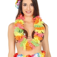 Collar hawaiano multicolor neón