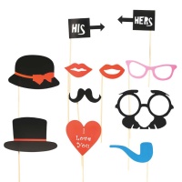 Kit para photocall de chica y chico divertidos - 12 unidades