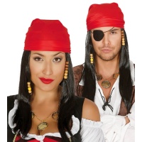 Peluca pirata con pañuelo rojo