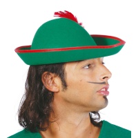 Sombrero verde con pluma - 55 cm