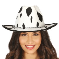 Sombrero de vaquera blanco y negro - 57 cm