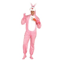Disfraz de conejo rosa y blanco para adulto