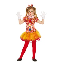 Disfraz de payaso con topos rojo para niña