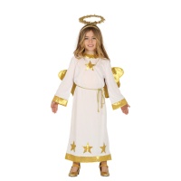 Disfraz de ángel blanco y dorado infantil