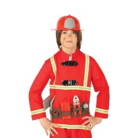 Cinturón con accesorios y casco de bombero infantil