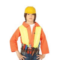 Cinturón con accesorios y casco de obrero infantil