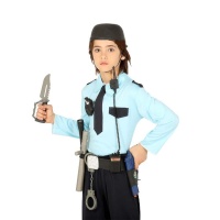Cinturón con accesorios y casco de policía infantil