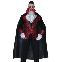 Capa de vampiro negra con cuello rojo - 140 cm