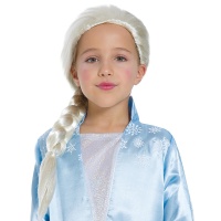 Peluca blanca con trenza de reina del hielo infantil