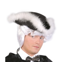Sombrero de almirante con pluma blanca - 60 cm