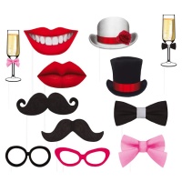 Kit para photocall de Mr y Mrs gigante - 12 unidades