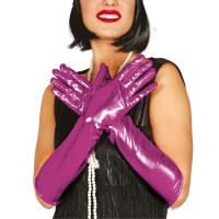 Guantes metalizados largos fucsia - 40 cm