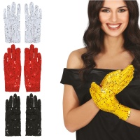 Guantes con lentejuelas cortos de 22 cm