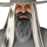 Barba con bigote gris canoso adhesivo