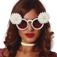 Gafas con margaritas blancas brillantes