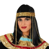 Peluca egipcia con diadema dorada