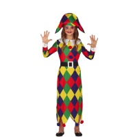 Disfraz de arlequín multicolor para niña