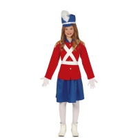 Disfraz de soldadito de plomo rojo y azul para niña