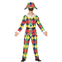 Disfraz de arlequín multicolor para hombre