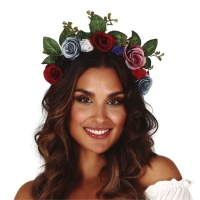 Diadema de flores con hojas