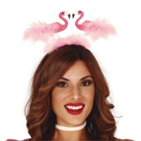 Diadema de pareja de flamencos con plumas