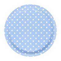 Platos redondos con puntos blancos de 23 cm - 6 unidades