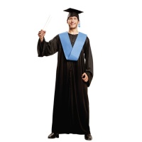 Disfraz de graduado con estola azul para hombre