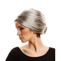 Peluca gris con recogido para mujer