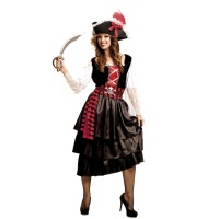 Disfraz de pirata corsaria con falda larga