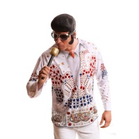 Camiseta disfraz de estrella del rock and roll para adulto