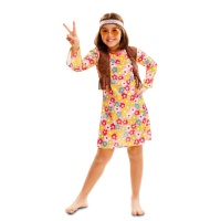Disfraz de hippie con flores para niña
