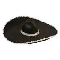 Sombrero mejicano negro para adulto - 60 cm