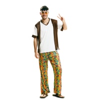Disfraz de hippie con estampado de flores para hombre