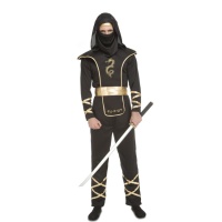 Disfraz de ninja negro y dorado para hombre