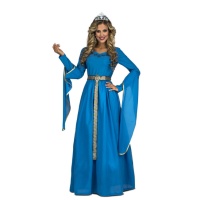Disfraz de princesa medieval azul para mujer
