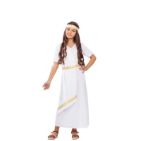 Disfraz de romano blanco y dorado para niña