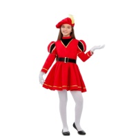 Disfraz de paje real rojo para niña